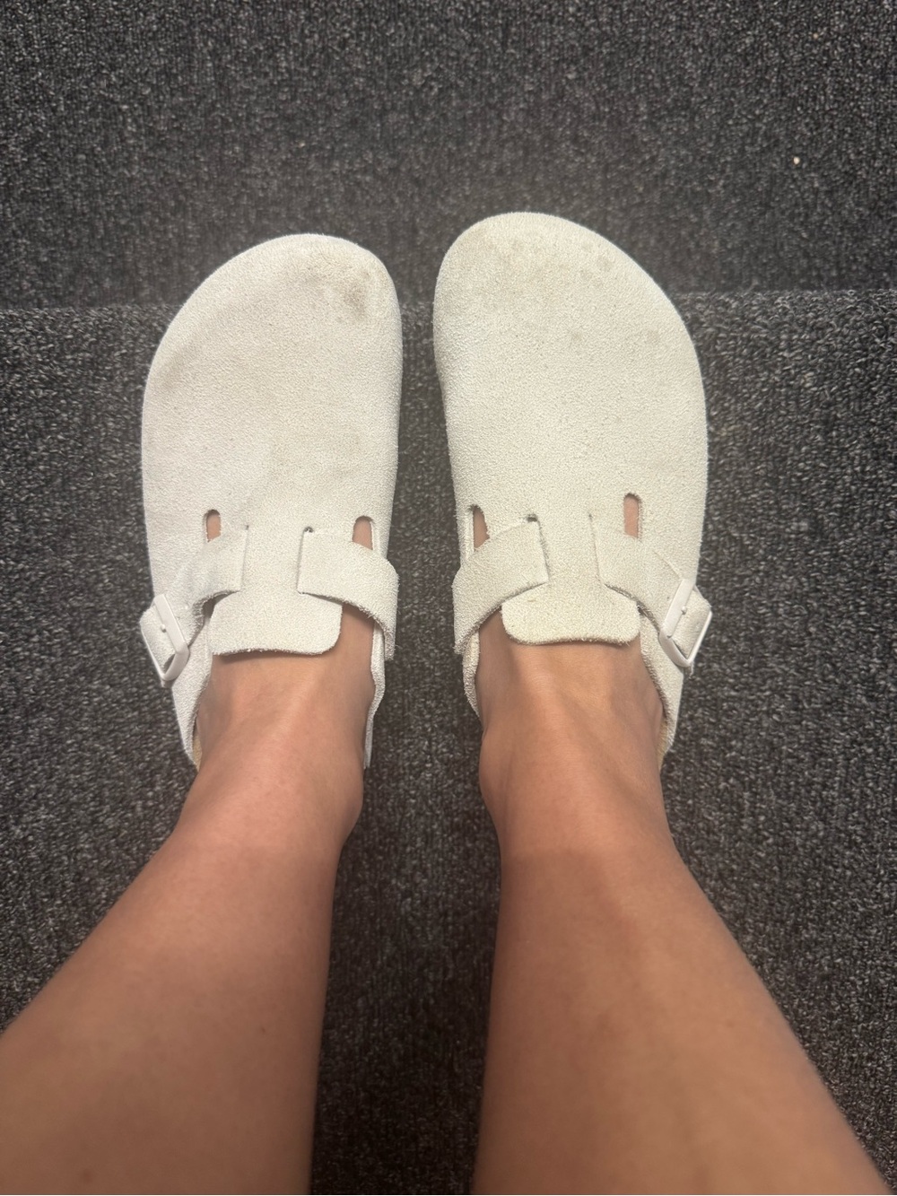 Birkenstock Cream Suede Boston Clogs - Picture 13 of 15
